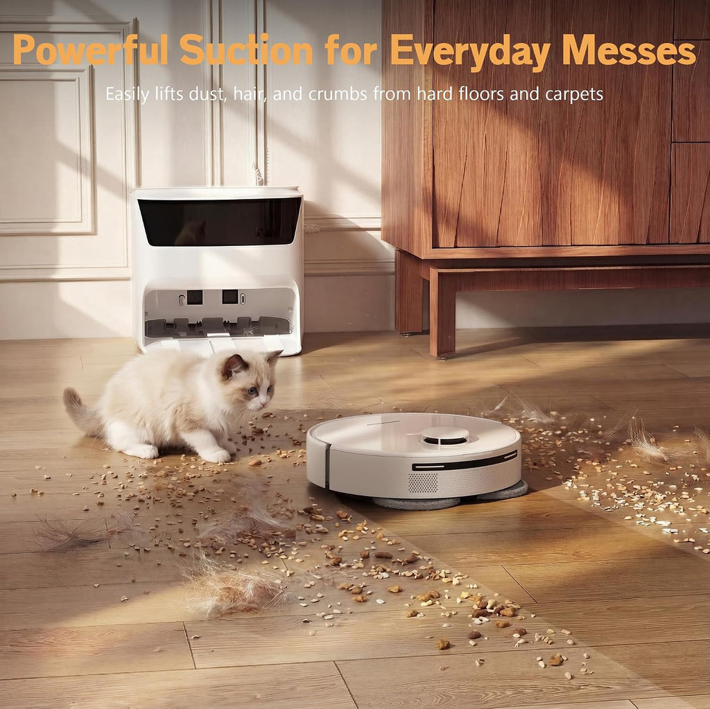 K90L Robot Vacuum and Mop Combo for Pet Hair, Dual Spinning Mops with Self-Cleaning and Warm Air Drying, LiDAR Navigation with No-Go Zones, App & Alexa Control, for Carpet and Hard Floors