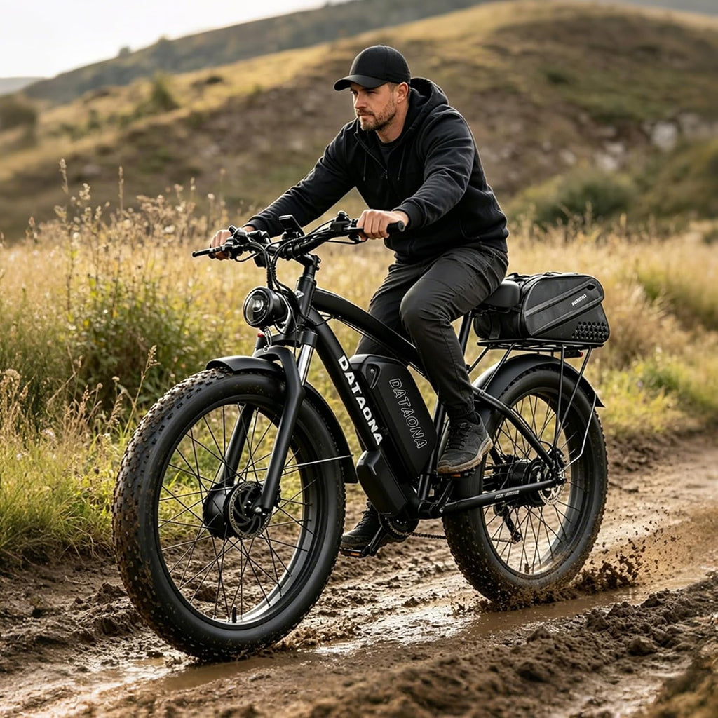 DATAONA 6500W Electric Bike for Adults: 45MPH Fast Dual Motor EBike, 24' 26' Fat Tire Electric Bike, 52V 32AH Battery Up to 100 Miles, Hydraulic Disc Brake E Bicycle for Mountain Off-Road Commuter