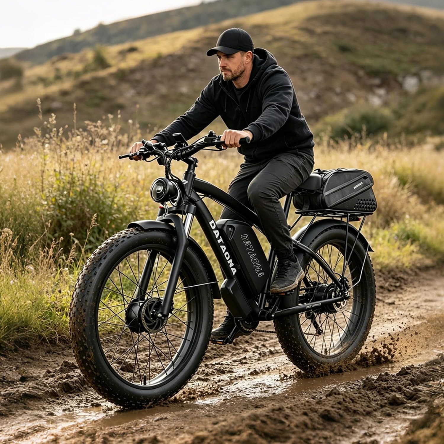 DATAONA 6500W Electric Bike for Adults: 45MPH Fast Dual Motor EBike, 24' 26' Fat Tire Electric Bike, 52V 32AH Battery Up to 100 Miles, Hydraulic Disc Brake E Bicycle for Mountain Off-Road Commuter