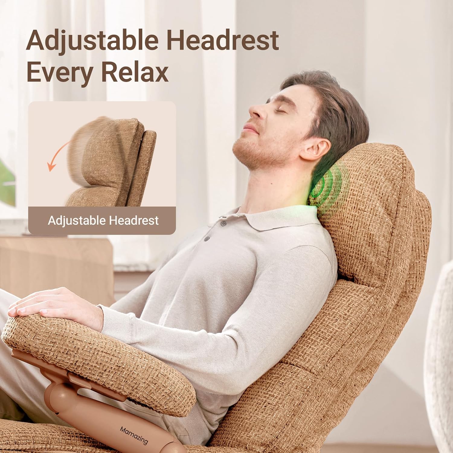 MAMAZING Lullacloud Swivel Rocker Recliner Chair for Adults with Adjustable Armrests & Headrest, Glider Rocking Chair Indoor with Removable Cover, Reading Chair with a Cushion for Living Room Bedroom
