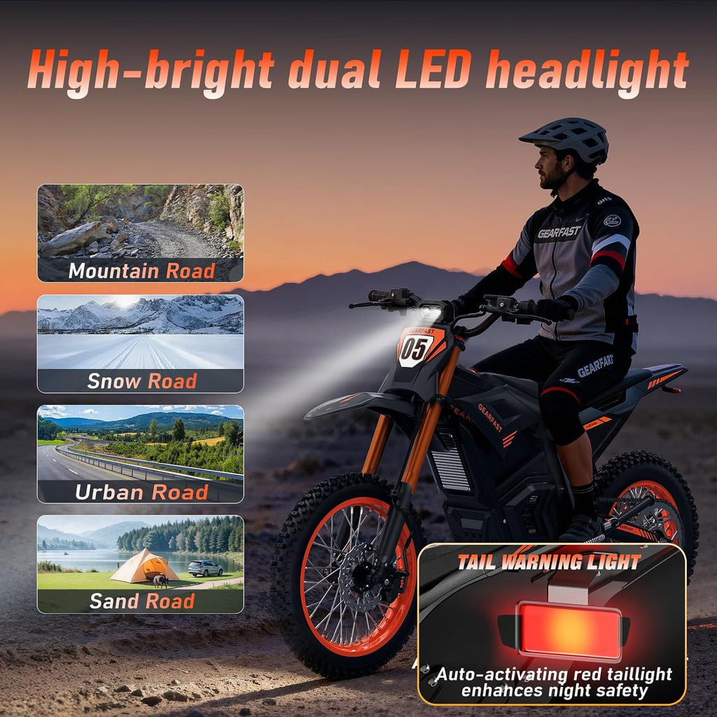 Electric Dirt Bike for Adults Teens, Peak 3000W, 36MPH&60 Miles Electric Motorcycle, 48V 21/23.4AH Removable Battery, Hydraulic Brakes&Full Suspension, 14'/12' Fat Tire, Mountain Off-Road