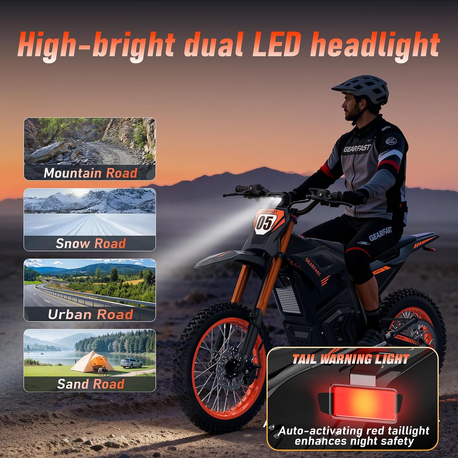 Electric Dirt Bike for Adults Teens, Peak 3000W, 36MPH&60 Miles Electric Motorcycle, 48V 21/23.4AH Removable Battery, Hydraulic Brakes&Full Suspension, 14'/12' Fat Tire, Mountain Off-Road
