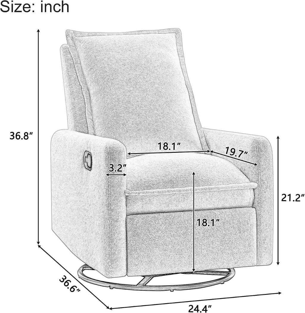 JIVOIT Modern Swivel Rocker Recliner Chair, Linen Fabric Glider Rocker Recliner, Rocking Chair Nursery with Backrest and Footrest, Single Reclining Sofa for Living Room Bedroom Apartment (Oatmeal/68)