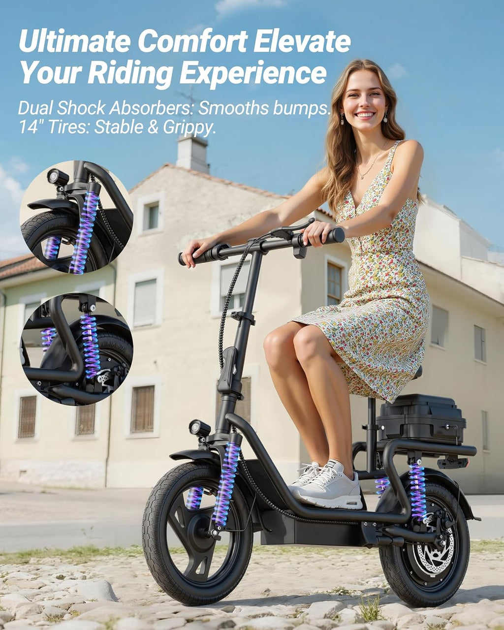 MAXSHOT Electric Scooter for Adults, 8.5/14' Tires, 19/22Mph, 350W/500W Motor, 16-28 Miles Range, Folding E-Scooter with Dual Suspension,APP Control