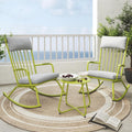 Grand patio Rocking Chair Outdoor, Bistro Table and Chairs Set, Steel Rocking Chairs with Cushions and 18-inch Coffee Table, Outdoor Bistro Set for Patio Porch Deck, Lime Green