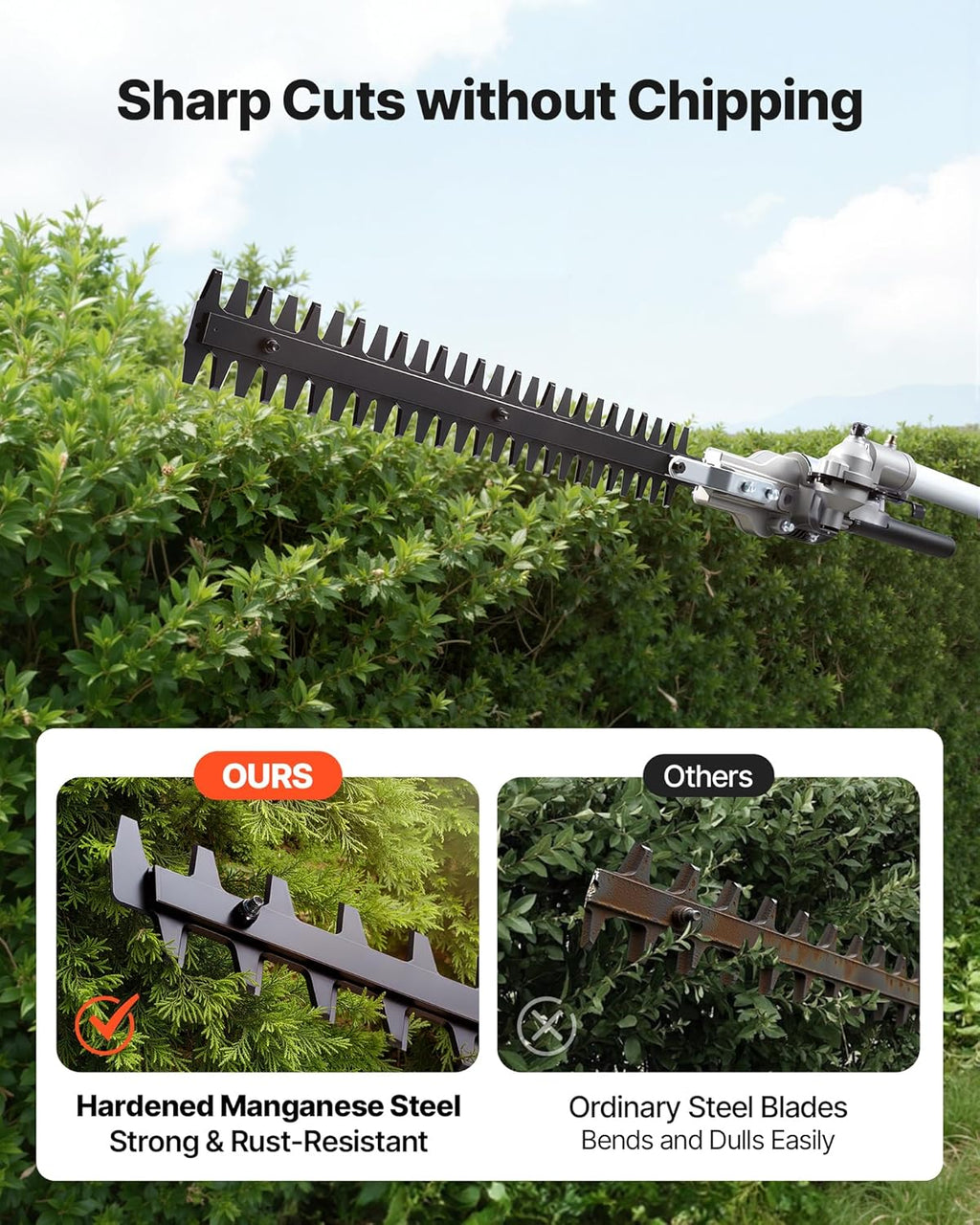 VEVOR Gas Hedge Trimmer, 2 Cycle Gas Power Handheld Hedge Trimmer, 4-in-1 26cc Weed Eater with Protective Gear Set, Includes Hedge and String Trimmer, Edger, Brush Cutter, for Trimming Shrubs & Bushes
