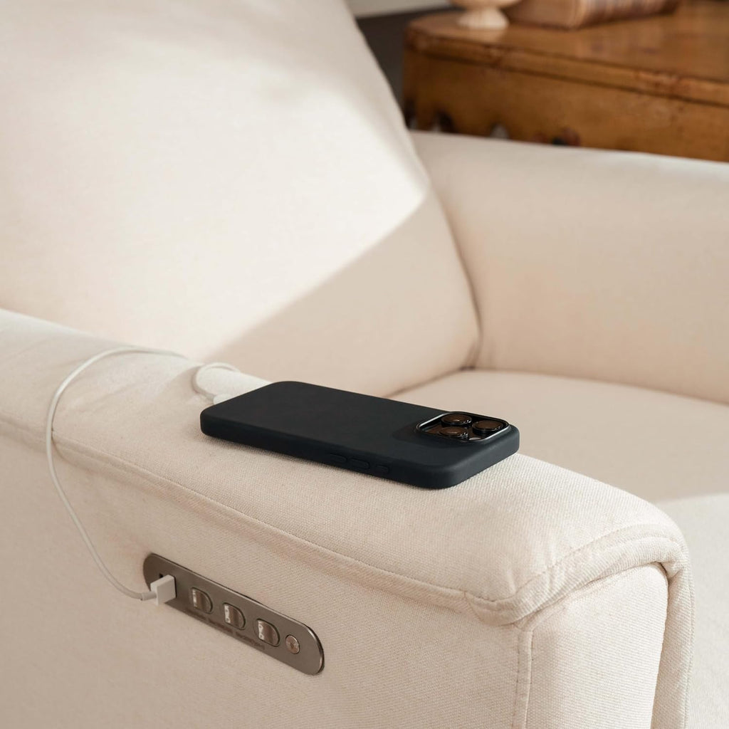 Namesake Willa Pro Power Recliner and Swivel Glider in Performance Cream Eco-Weave, Built-in USB Charging Port, Adjustable Headrest and Lumbar Support | Greenguard Gold and CertiPUR-US® Certified