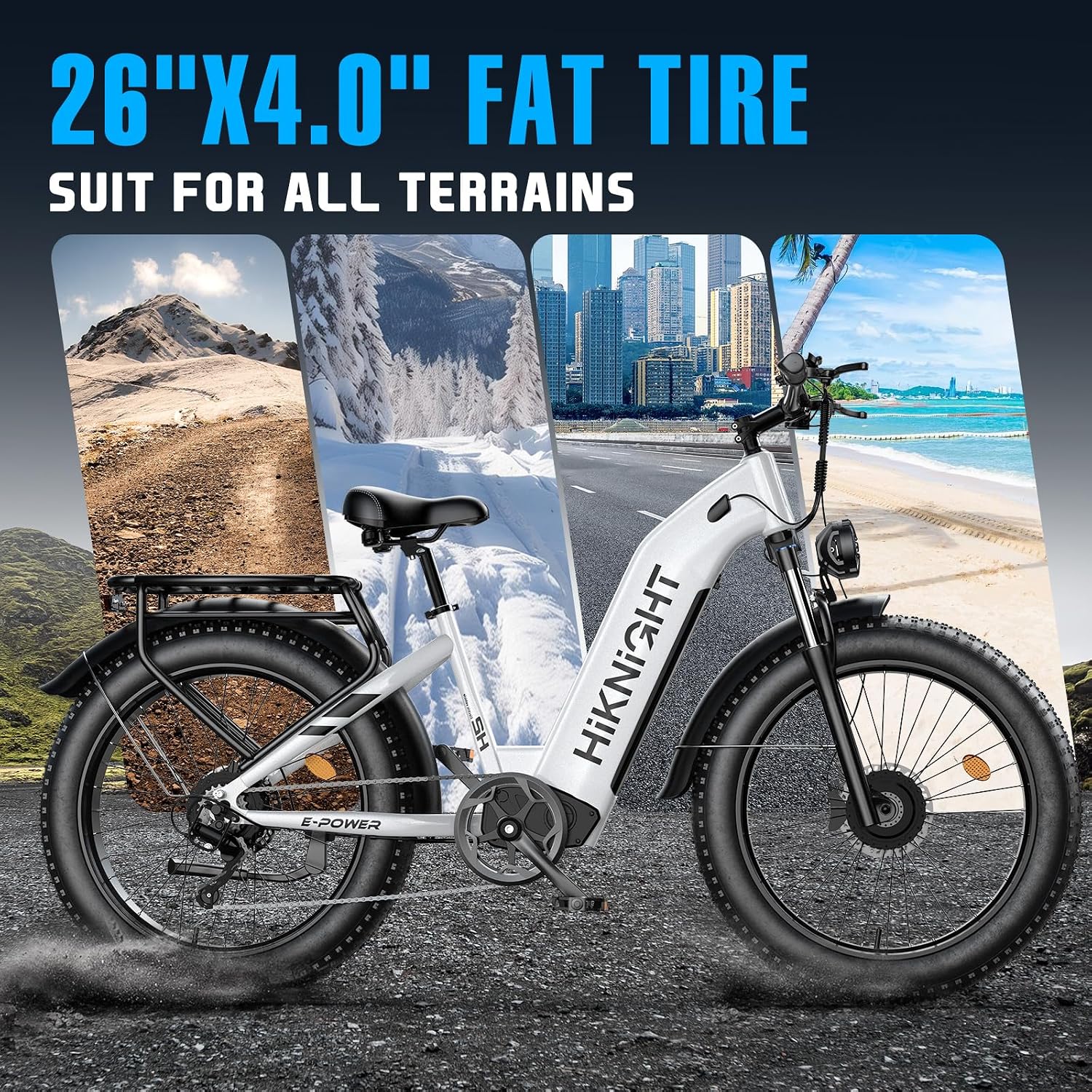 Electric Bike for Adults, 3000W Peak Dual Motor 52V 20AH Battery E Bike 26' x 4.0' Fat Tire Electric Mountain Bike Step-Thru Electric Bicycle for Women Men, Up to 38MPH