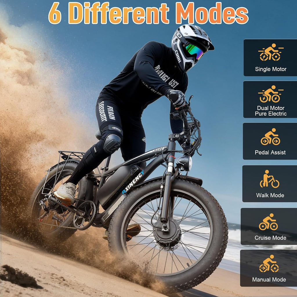 9000W Dual Motor Ebike for Adults, 46MPH Fast Electric Bike for Men Women, 60V 1560Wh Battery Up to 105Miles, 24' Fat Tire E-Bike, Lockable Suspension Electric Bicycle for Off-Road Snow All Terrain