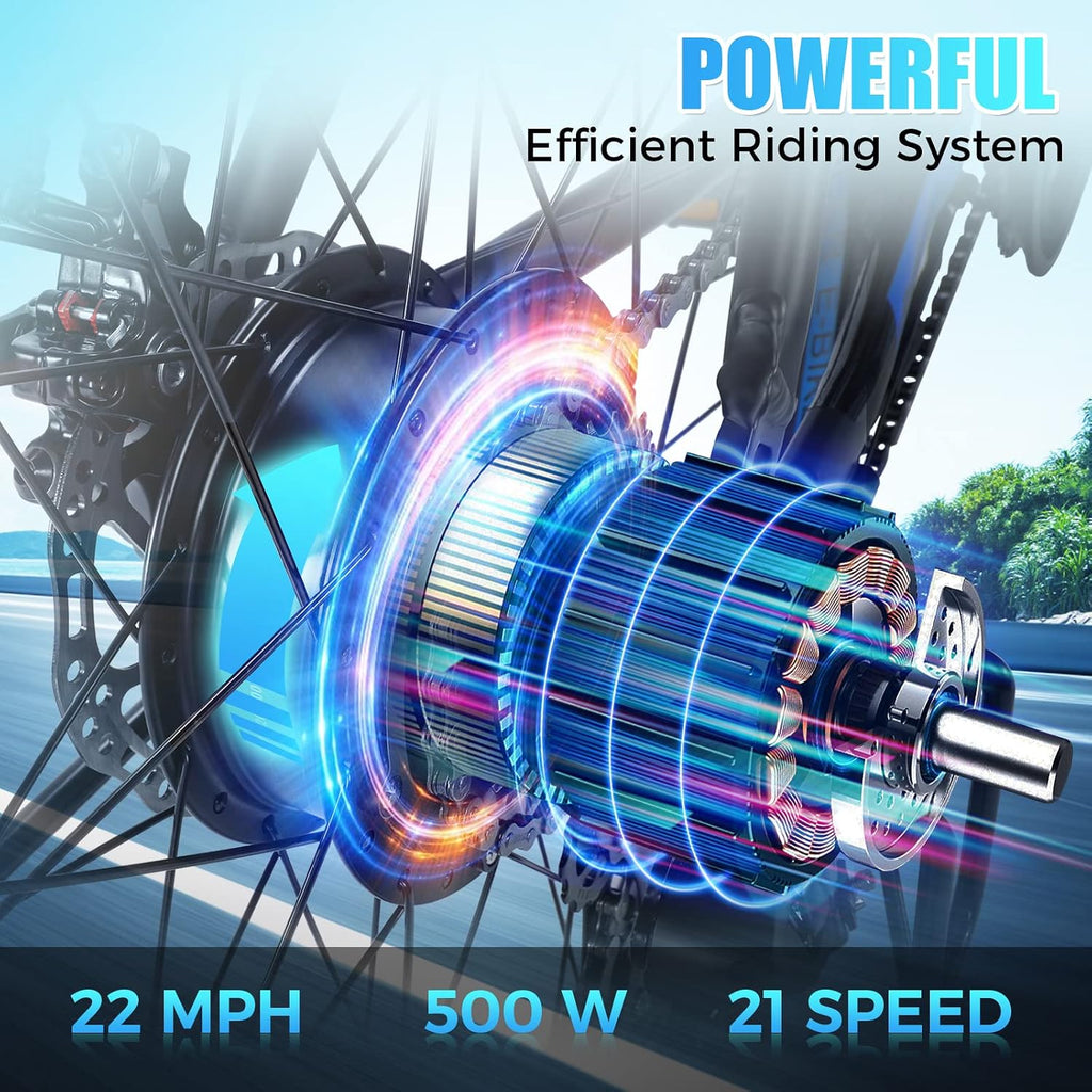 ANCHEER 27.5'' Electric Bike 500W(Peak 750W) Electric Mountain Bike, 55 Miles Range & 22 MPH, 3H Fast Charge, 48V/10.4Ah Removable Battery, Electric Bike for Adult 21 Speed