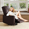 IDEALHOUSE Swivel Rocking Nursery Recliner Chair Rocker Recliner Glider Deep Seat PU Leather Sofa Chair with high Backrest for Nursery, Living Room, Bedroom & Home Movie Theater (Dark Brown)