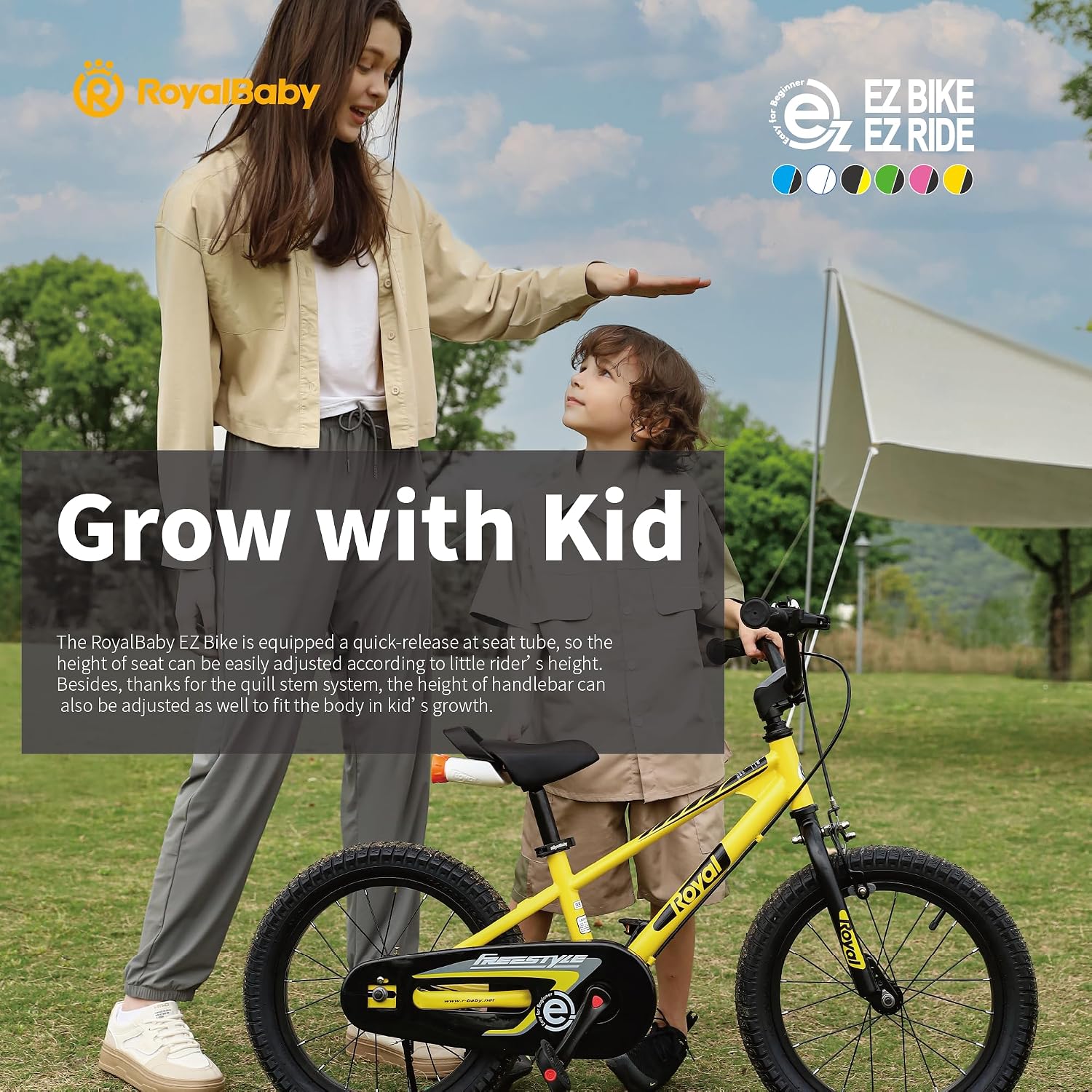 RoyalBaby EZ Kids Bike 12 14 16 18 20 Inch Balance Pedal 2-in-1 Training Bicycle Boys Girls Ages 3 to 12 Years Easy Learn for Beginners