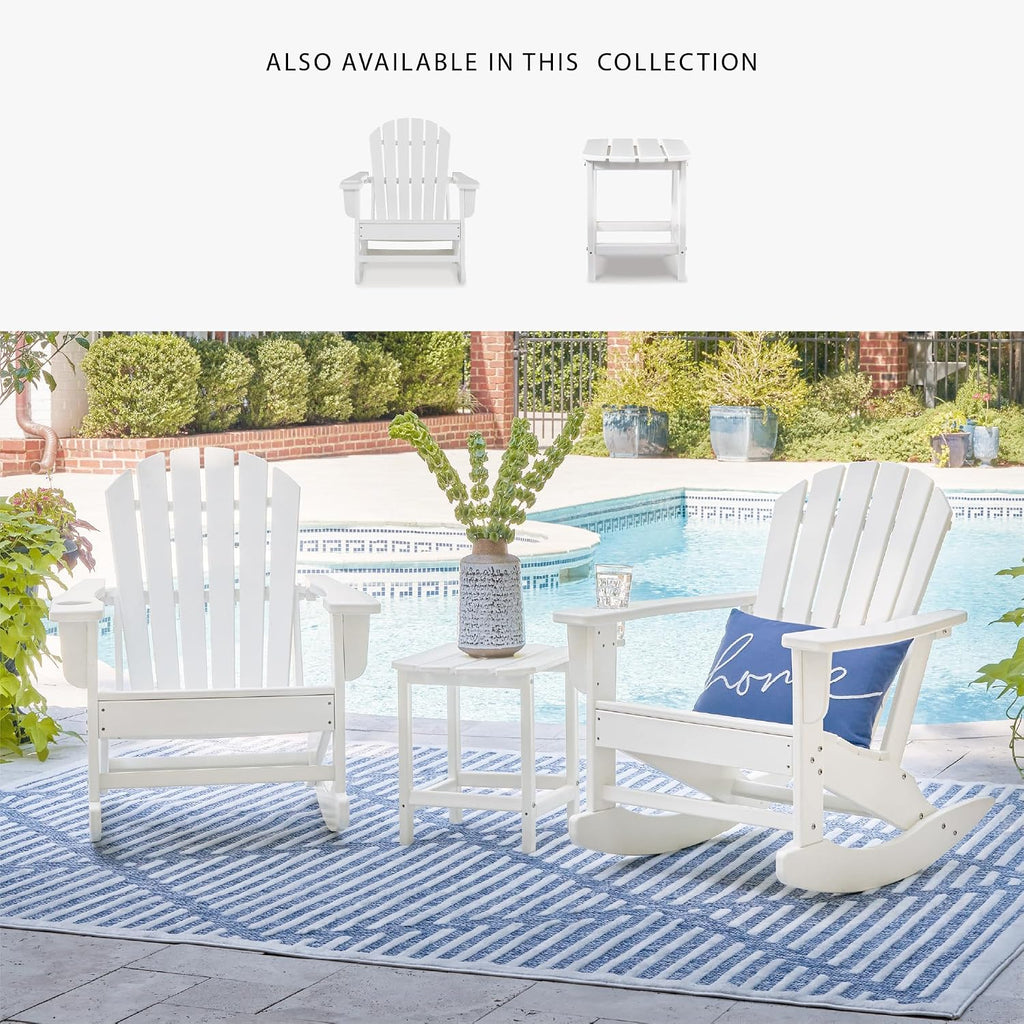 Signature Design by Ashley Sundown Treasure Cottage Weather Resistant Outdoor Rocking Chair with 1 Cup Holder, White