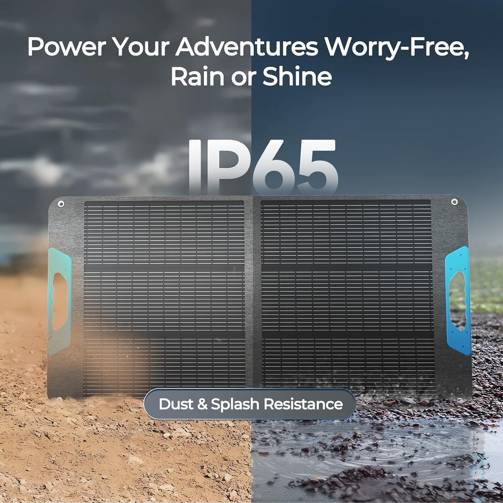 Renogy 100W Portable Solar Panel, 25% High Efficiency N-Type Foldable Solar Charger for Power Station, with Adjustable Kickstand, USB-A Type-C Output, for Camping, RV, SUV, Off-Grid Outdoor Hurricane