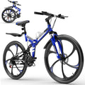26 Inch Adult Folding Bikes/Mountain Bikes, 21 Speeds Mountain Bicycles with Full Suspension, Dual Disc Brake, High Carbon Steel Frame, Foldable Bike for Men/Women/Teen, Multiple Colors