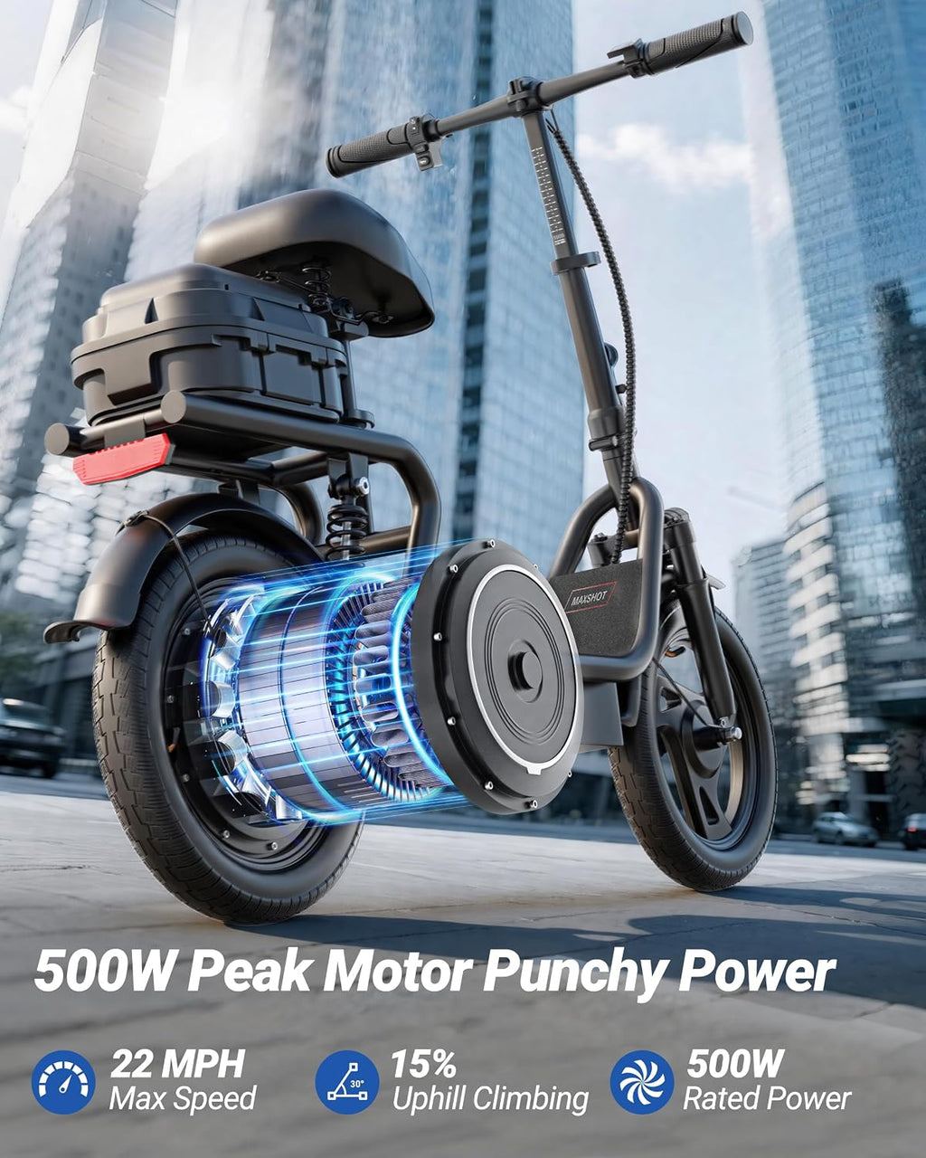 MAXSHOT Electric Scooter for Adults, 8.5/14' Tires, 19/22Mph, 350W/500W Motor, 16-28 Miles Range, Folding E-Scooter with Dual Suspension,APP Control