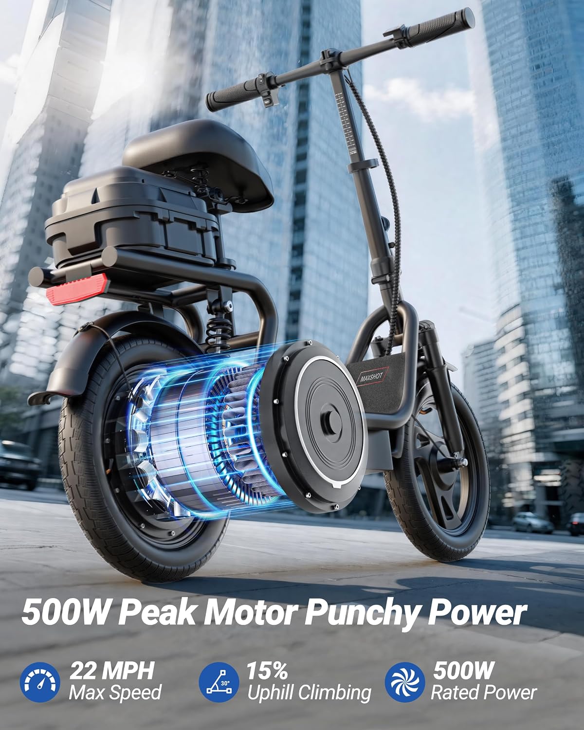 MAXSHOT Electric Scooter for Adults, 8.5/14' Tires, 19/22Mph, 350W/500W Motor, 16-28 Miles Range, Folding E-Scooter with Dual Suspension,APP Control
