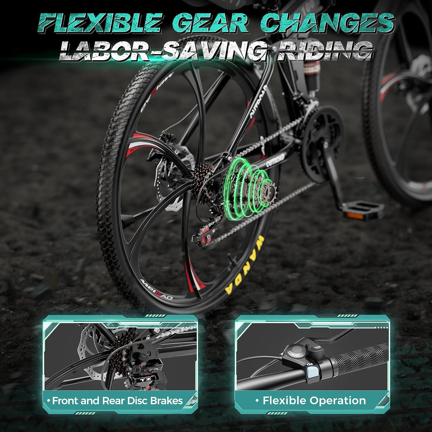 Outroad 26 Inch Folding Mountain Bike, 21 Speed Full Suspension High-Carbon Steel MTB Foldable Bicycle, Dual Disc Brake Adjustable Seat and Non-Slip Folding Bikes for Adults/Women/Men,Black