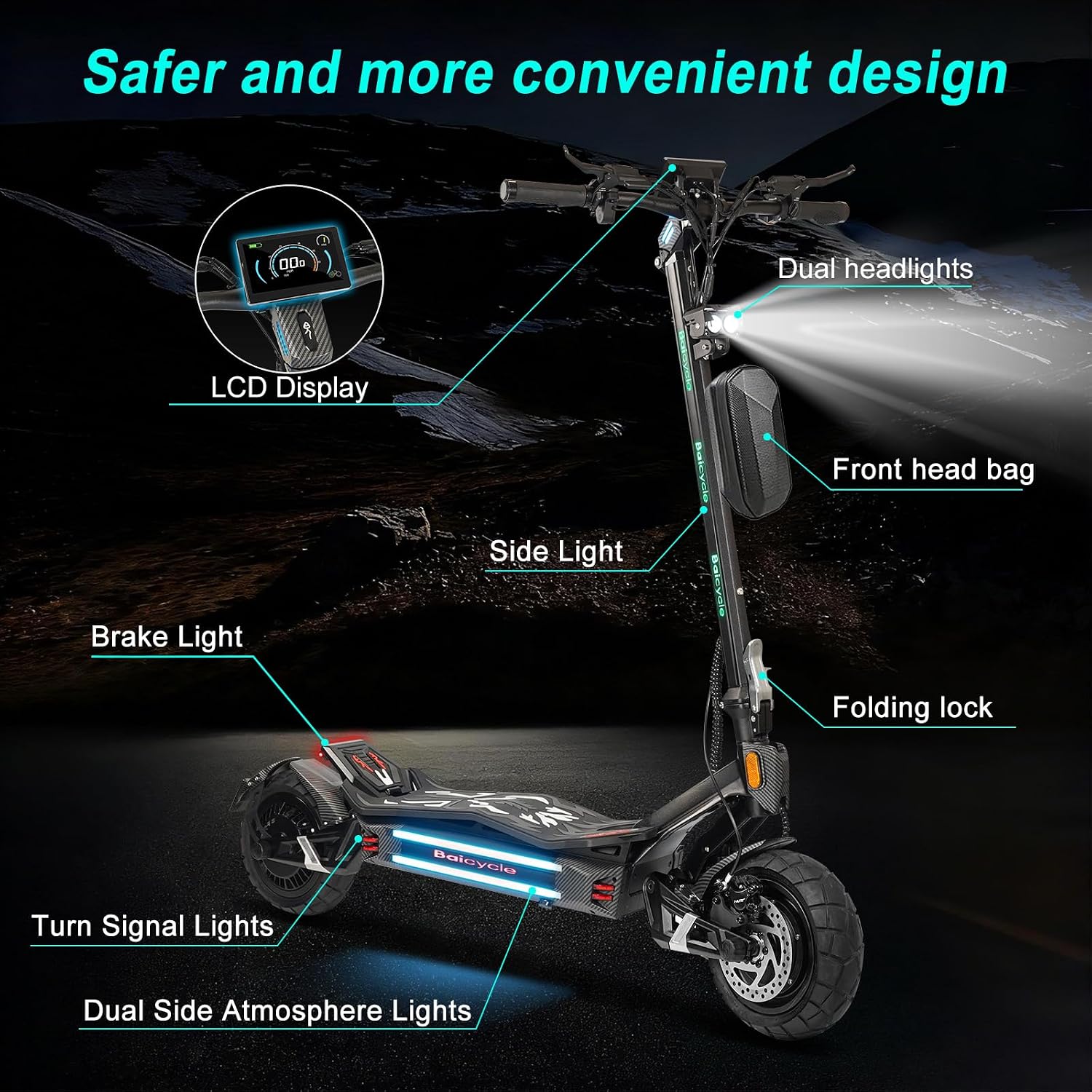 Electric Scooter Adults 1600/4000/6000W Motor 50 Miles Long Range & 40/45/50 MPH Top Speed 10' Off Road Tire Folding E-Scooter 60V/48V 20.8AH Battery Kick Scooter with Detachable Seat for Commuter
