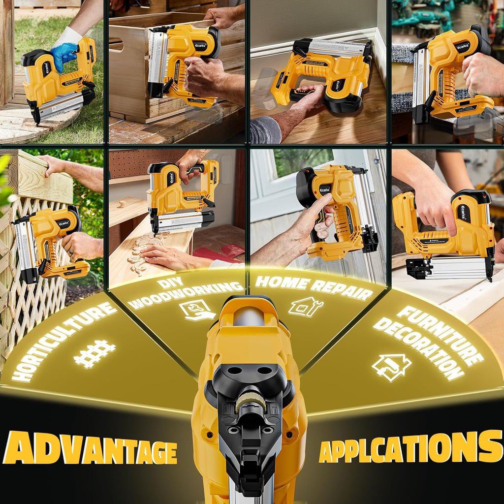 Ecarke Cordless 2 Inch Brad Nailer Compatible with DeWalt 20V Battery(No Battery),2 In 1 Electric Nail Gun,18GA Staple Gun with 1000 Nails, Battery Powered Nail Gun for Trim Wood Crafting Home DIY