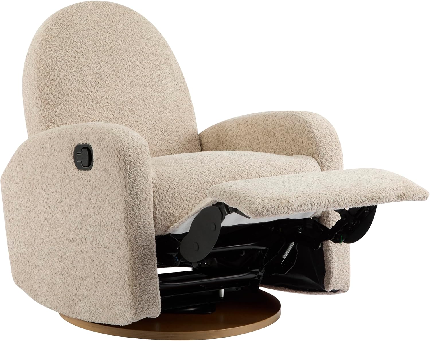 Merax Boucle 360 Swivel & Glider Recliner Chair, Soft Bedroom Sofa Chair with with Thicker Seat Cushion, Modern Home Theater Seating for Living Room Almond