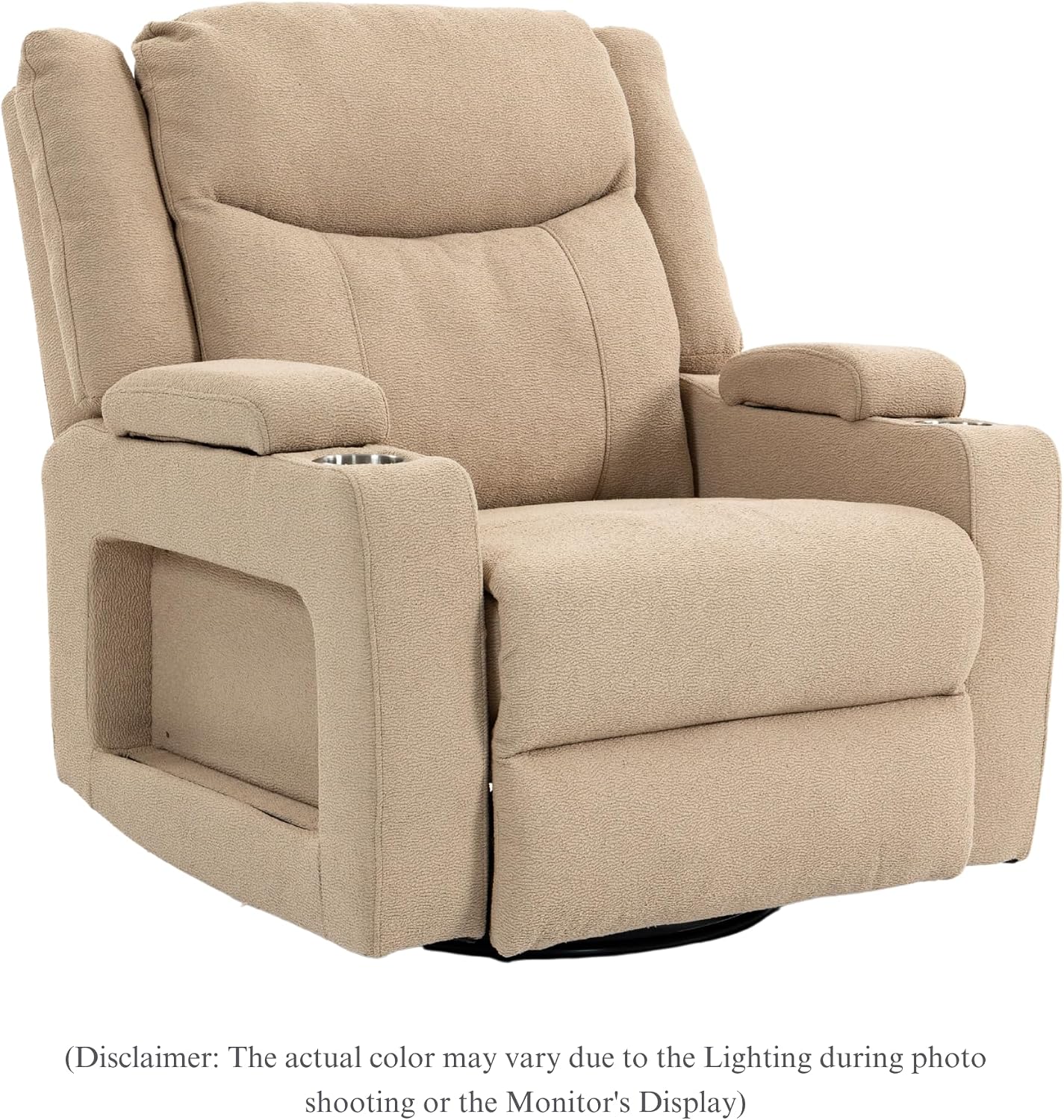 Power Oversized Swivel Rocker Recliner with Dual Motor Adjustable Headrest for Adults, Glider Rocking Chair with Heat Massage, LED Light, USB C Charging, Armrest Storage, Cup Holder