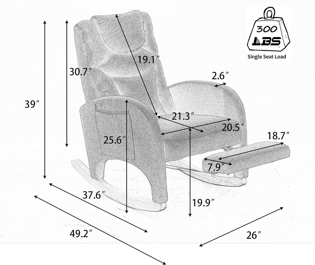 Rocking Chair with Foot Rest, Nursery Glider Teddy Gliding Rocking Chair with Retractable Footrest Rubber Wood Legs Side Pocket High Back & Wide Seat Nursing Chair for Living Room (Ivroy)