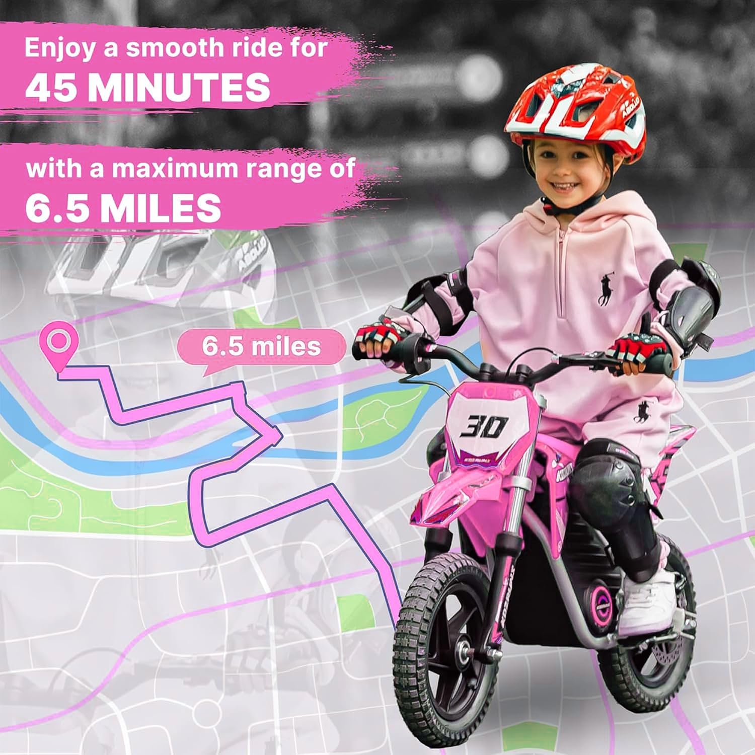 Electric Dirt Bike for Kids Aged 3-6, 150W High Racing Competition Grade Electric Motorcycle, Up to 8MPH, 2 Speed Settings, Safe Disc Brakes, 12IN Off-Road Tires & Advanced Shock Absorption，Pink