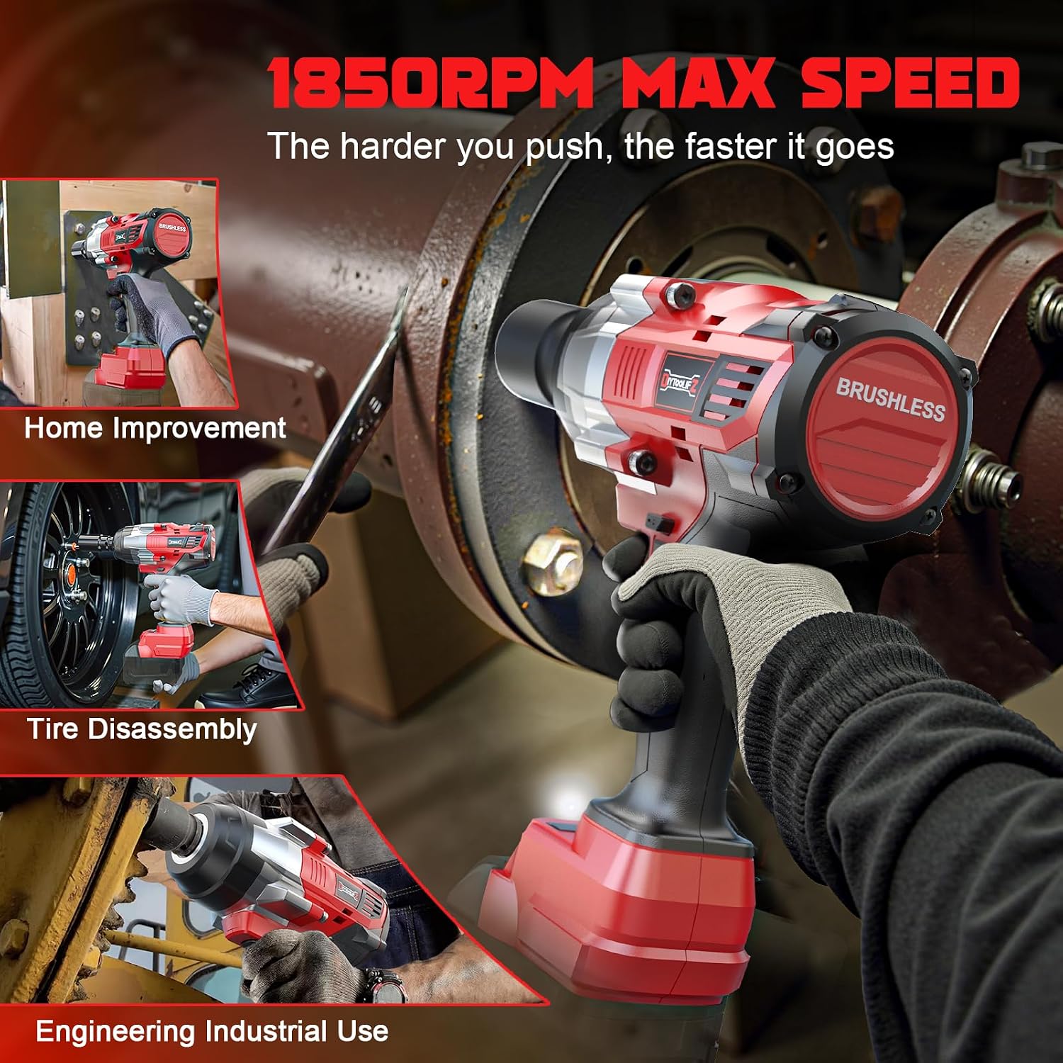 DIYtoolifz Cordless Impact Wrench 1/2 inch Compatible with Milwaukee 18v Battery, 1700 Ft-lbs High Torque Impact Driver, Electric Impact Gun with 4 Modes & LED Light for Car, Truck, Mower(Bare Tool)