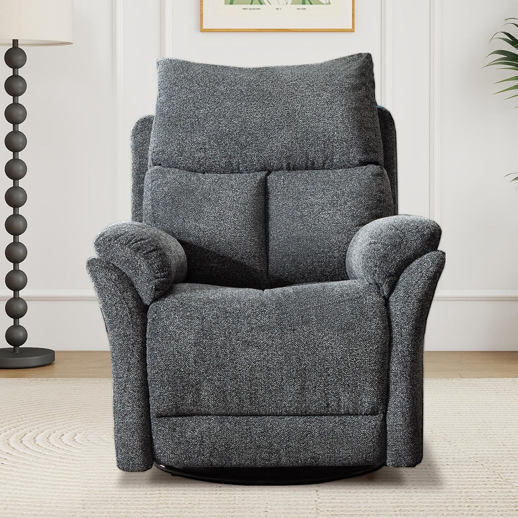 ANJ Swivel Rocker Recliner Chair Nursery, Manual Fabric Rocking Recliner, Modern Rocking Reclining Chairs for Living Room, Bedroom(Gray)