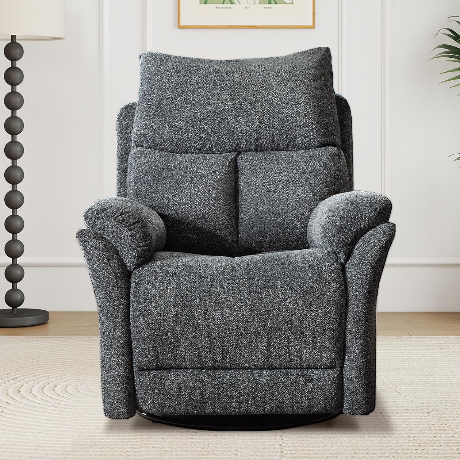 ANJ Swivel Rocker Recliner Chair Nursery, Manual Fabric Rocking Recliner, Modern Rocking Reclining Chairs for Living Room, Bedroom(Gray)