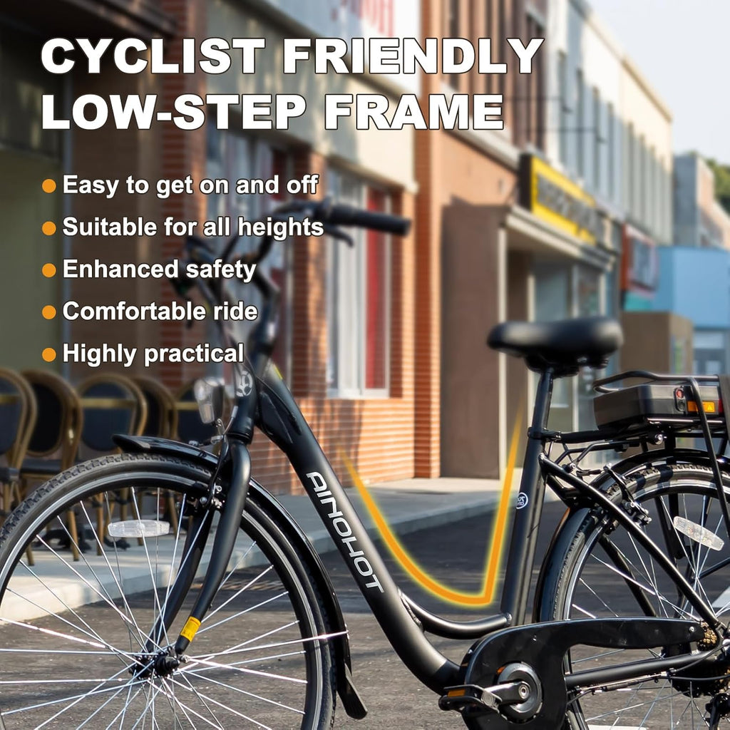 Urba Electric Bike for Adults, 500W Ebike, 28' Step-Thru Electric Bicycle, 15MPH 56Miles E Bike for Men, Removable Battery City Lectric Ebike with Aluminum Alloy Frame