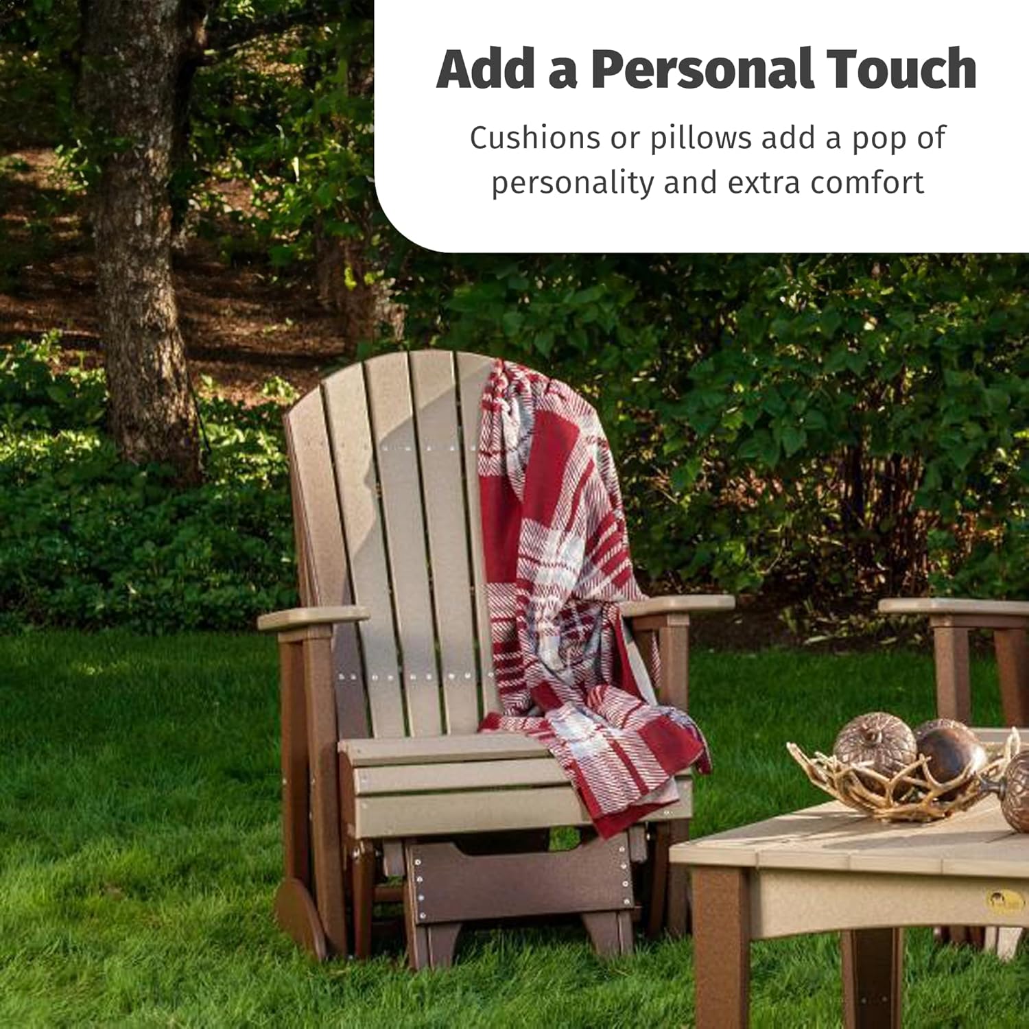 LuxCraft 2' Adirondack Glider Chair - Available in 20 Colors, Dove Gray and Slate