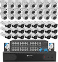4COVR 64 Channel Security Camera System, Human/Vehicle Detection, UtraHD 8MP NVR 16TB HDD, 24 Dome 24 Bullet 5MP Commercial PoE IP Camera IP67 Night Vision, 24/7 Business Surveillance, LYH37E5M6448