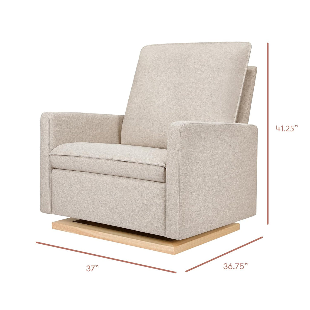 Babyletto Cali Pillowback Chair and a Half Glider in Performance Beach Eco-Weave with Light Wood Base, Water Repellent & Stain Resistant, Greenguard Gold and CertiPUR-US Certified