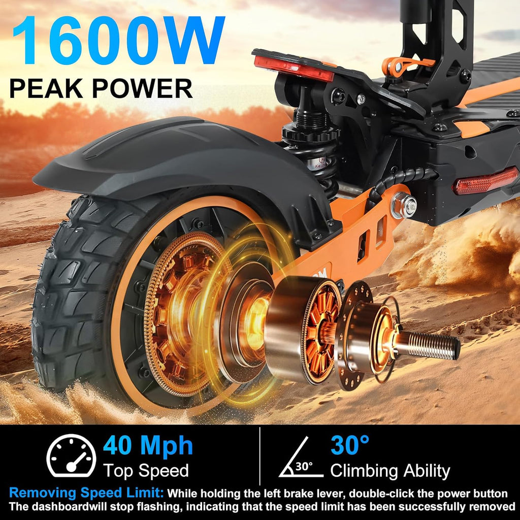 Electric Scooter Adults 1600/4000/6000W Motor 50 Miles Long Range & 40/45/50 MPH Top Speed 10' Off Road Tire Folding E-Scooter 60V/48V 20.8AH Battery Kick Scooter with Detachable Seat for Commuter
