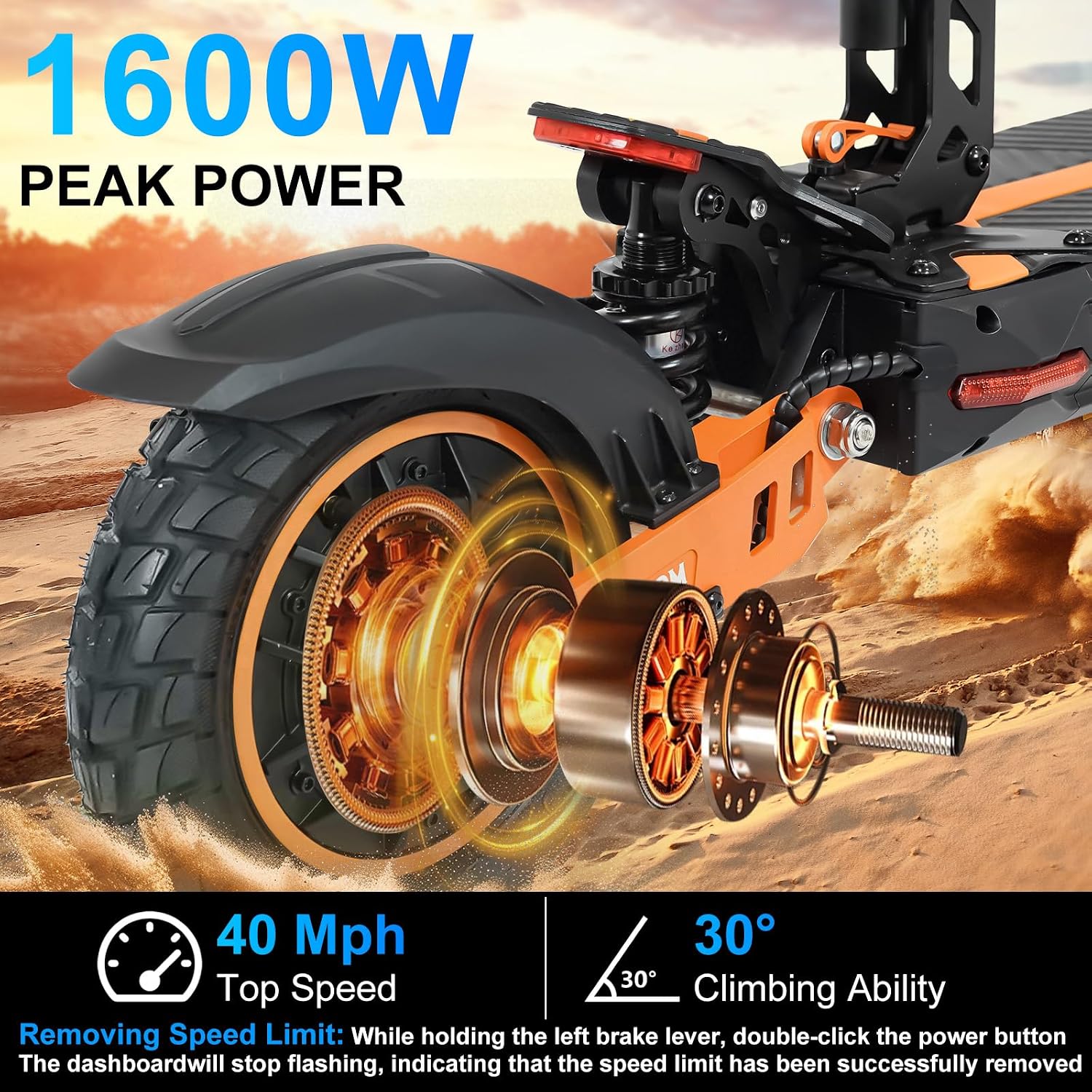 Electric Scooter Adults 1600/4000/6000W Motor 50 Miles Long Range & 40/45/50 MPH Top Speed 10' Off Road Tire Folding E-Scooter 60V/48V 20.8AH Battery Kick Scooter with Detachable Seat for Commuter