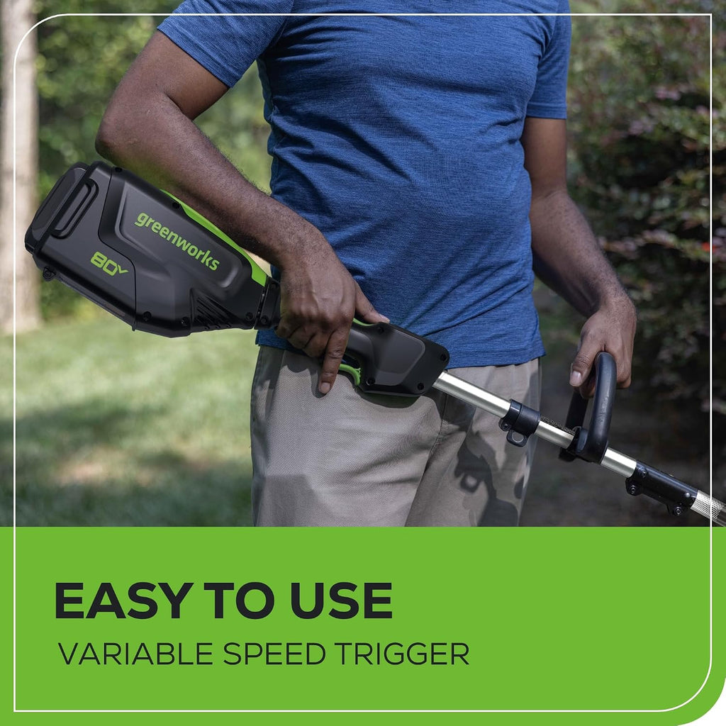 Greenworks 80V All-Terrain Brushless Edger, 8' Steel Blade, 2.25' Pro Depth & Tool-Free Adjust, 27cc Gas Power Equivalent, Battery and Charger Not Included