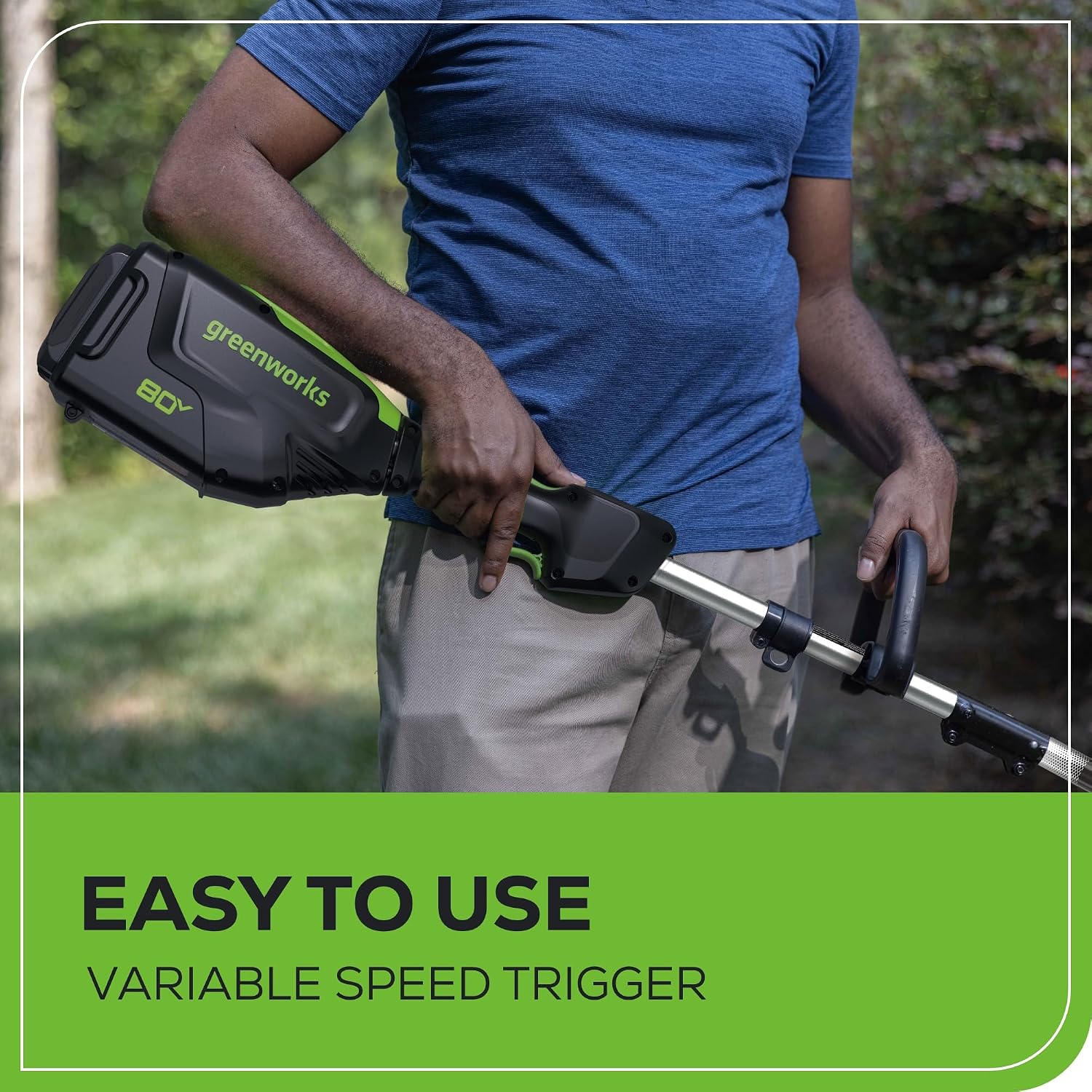 Greenworks 80V All-Terrain Brushless Edger, 8' Steel Blade, 2.25' Pro Depth & Tool-Free Adjust, 27cc Gas Power Equivalent, Battery and Charger Not Included