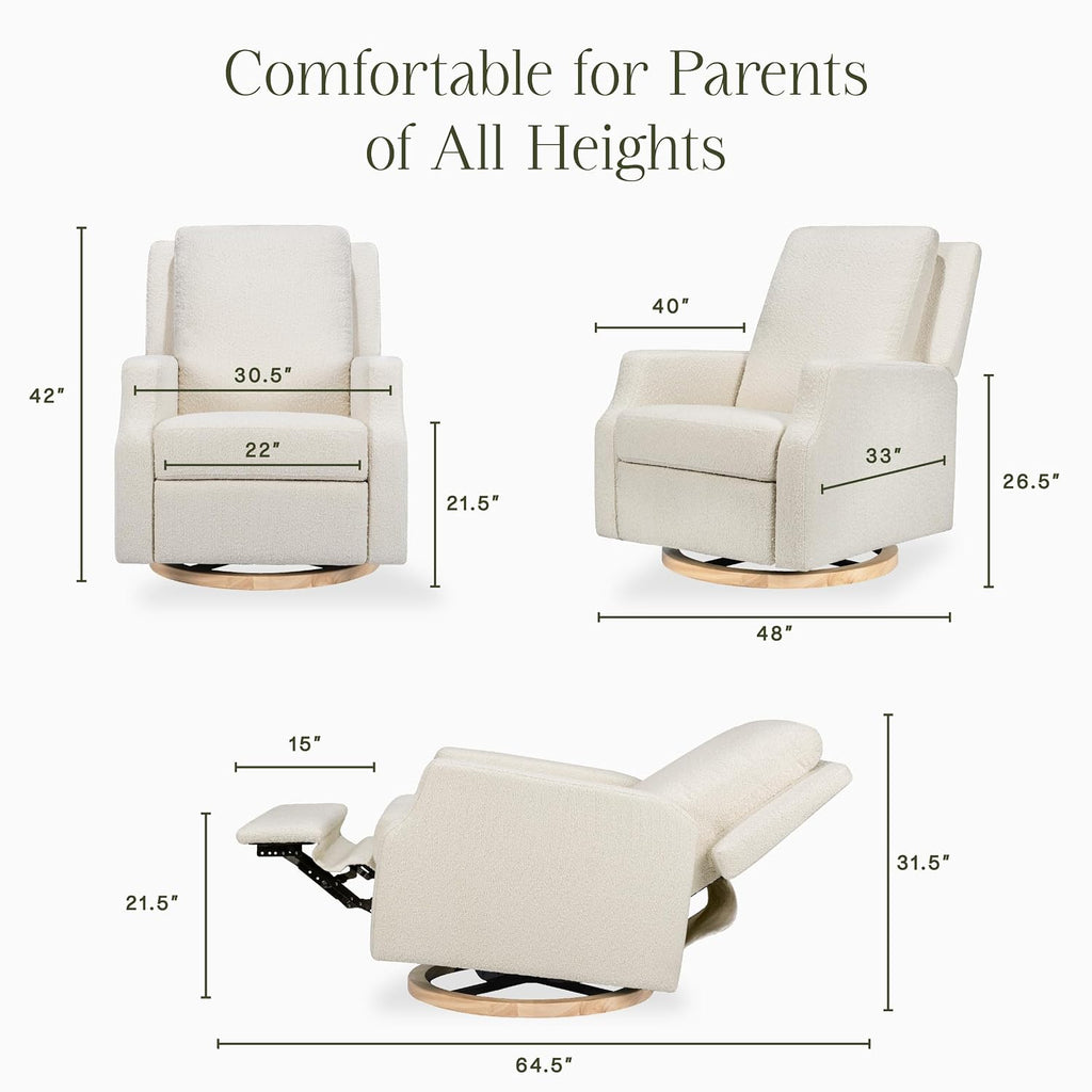 Namesake Crewe Glider Recliner Nursery Chair - GREENGUARD Gold & Certi-PUR US Certified Rocker Recliner - Glider Rocking Chair for Nursery & Living Room - Manual, 360° Swivel, Ivory