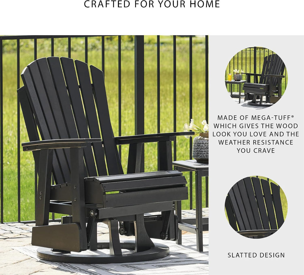 Signature Design by Ashley Hyland Wave Modern Outdoor Swivel Glider Chair, Gentle Gliding Motion, Stainless Steel Hardware and HDPE, 30.88' W x 30.5' D x 41.63' H, Black