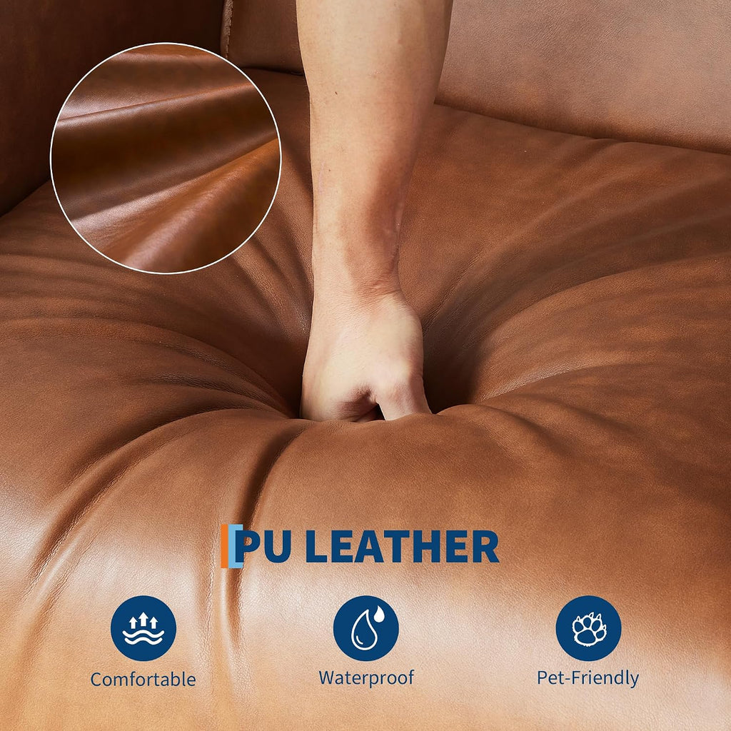 IDEALHOUSE Power Recliner Chair, 270 °Swivel Rocking Glider with USB Charging Port, PU Leather Upholstered Fabric and Double-Layer Armrests, Nursery Chair for Living Room, Nursery (Walnut)