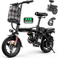 Electric Bike for Adults Teens, Commuter City Folding ebike with 560W Motor and 48V Battery, 24MPH 3-Level Pedals Assist, Dual Disc Brakes,14' Compact Foldable Electric Bicycle with USB Phone Holder