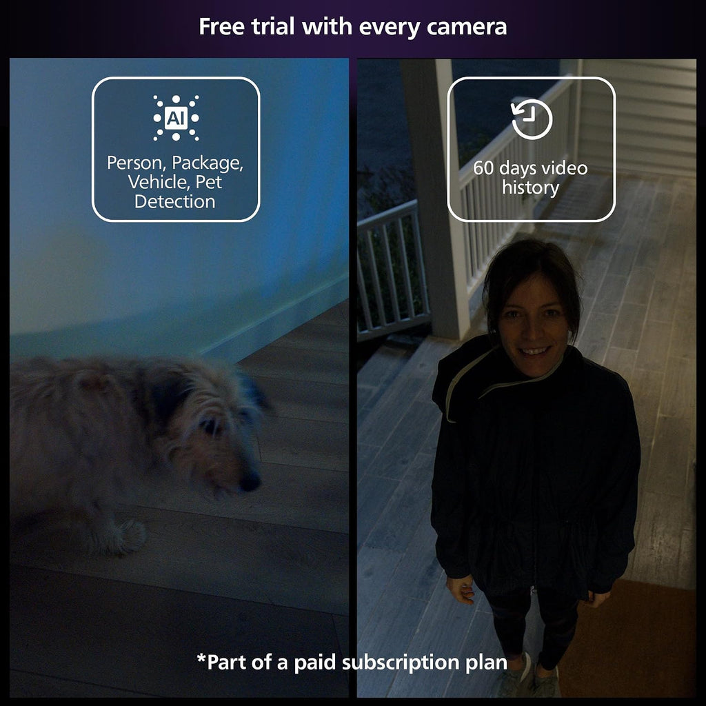 Philips Hue Secure Wired Camera-2 Pack, 1080P Resolution, Notifications, Seamless Integration, Continuous Power, Indoor and Outdoor, White. Free 24-Hour Video History