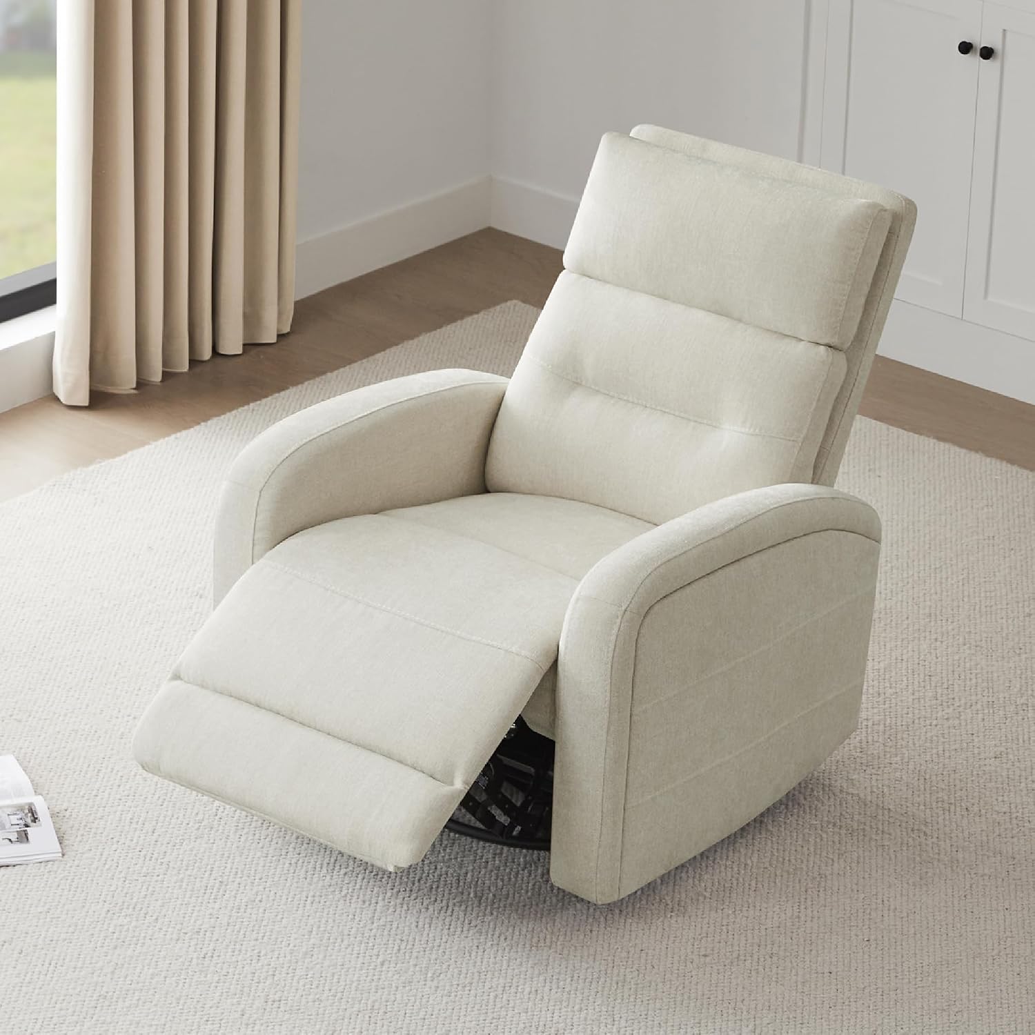 Watson & Whitely Swivel Power Recliner Glider Rocker, Nursery Recliner with Charging Port for Living Room, Fabric in Linen