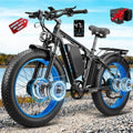 9000W Peak Adults Ebike,52V 34Ah Dual Motor Electric Bike,Up to105 Miles Range 47MPH Top Speed Fast Ebike,Full Suspension 24Inches Fat Tires Mountain E Bicycle for Sand Beach Snow Off-Road Hunting