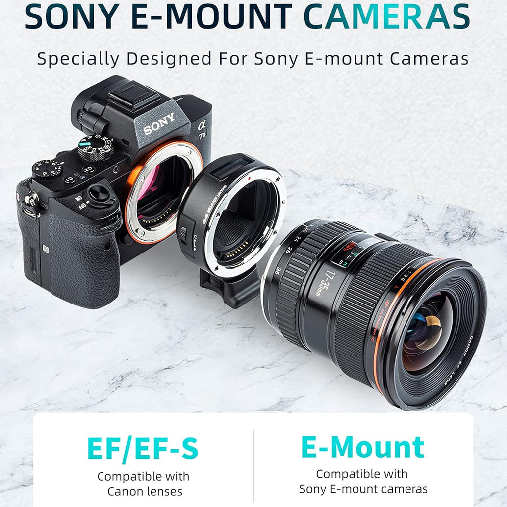 VILTROX EF-E5 Smart Auto Focus Lens Mount Adapter with OLED Screen for Canon EF/EF-S Lens to Sony E Mount Camera A7/A7R/A7RIII/A7III/A7II/A6500/A6300