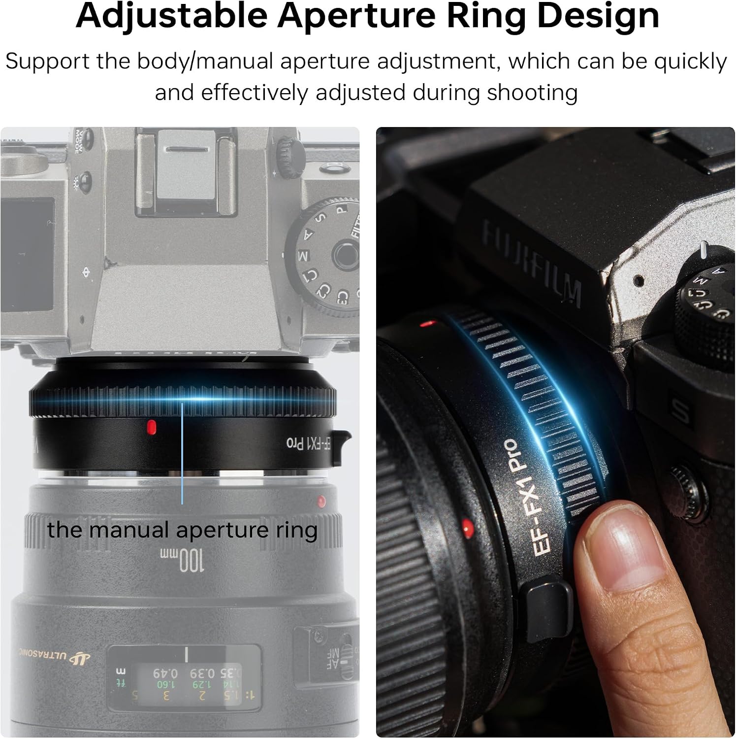VILTROX EF-FX1 PRO Auto Focus Lens Mount Adapter Converter with Aperture Control Compatible with Canon EF/EF-S Lens to Fuji X-Mount Mirrorless Camera X-H1 X-PRO2 X-T2 X-T3 X-T1 X-T20 X-T10 X-E2 X-E1