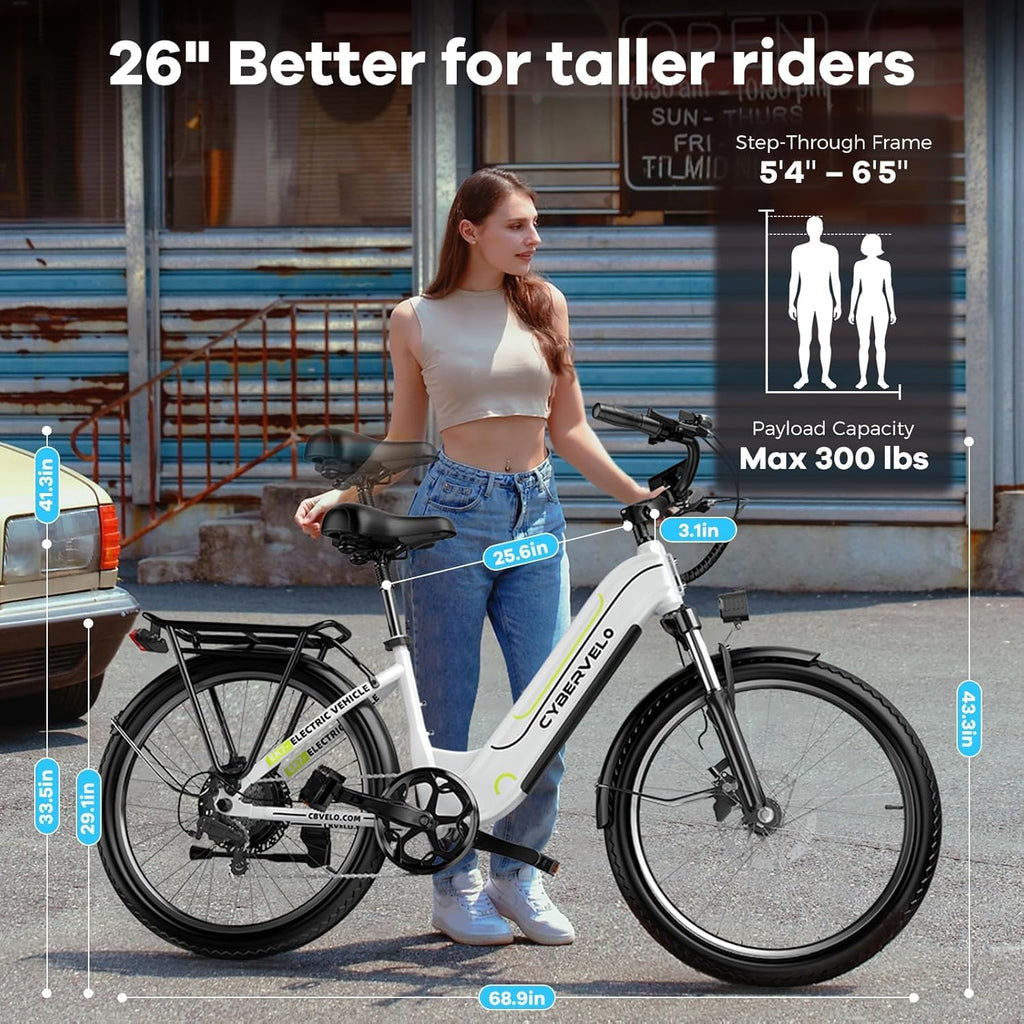 YorkE 26' Electric Bike for Adult,1000W Peak, up 80 Miles Removable Battery Ebike,Adult Electric Bicycles for All Terrain,Men Women E Bike, 7-Speed