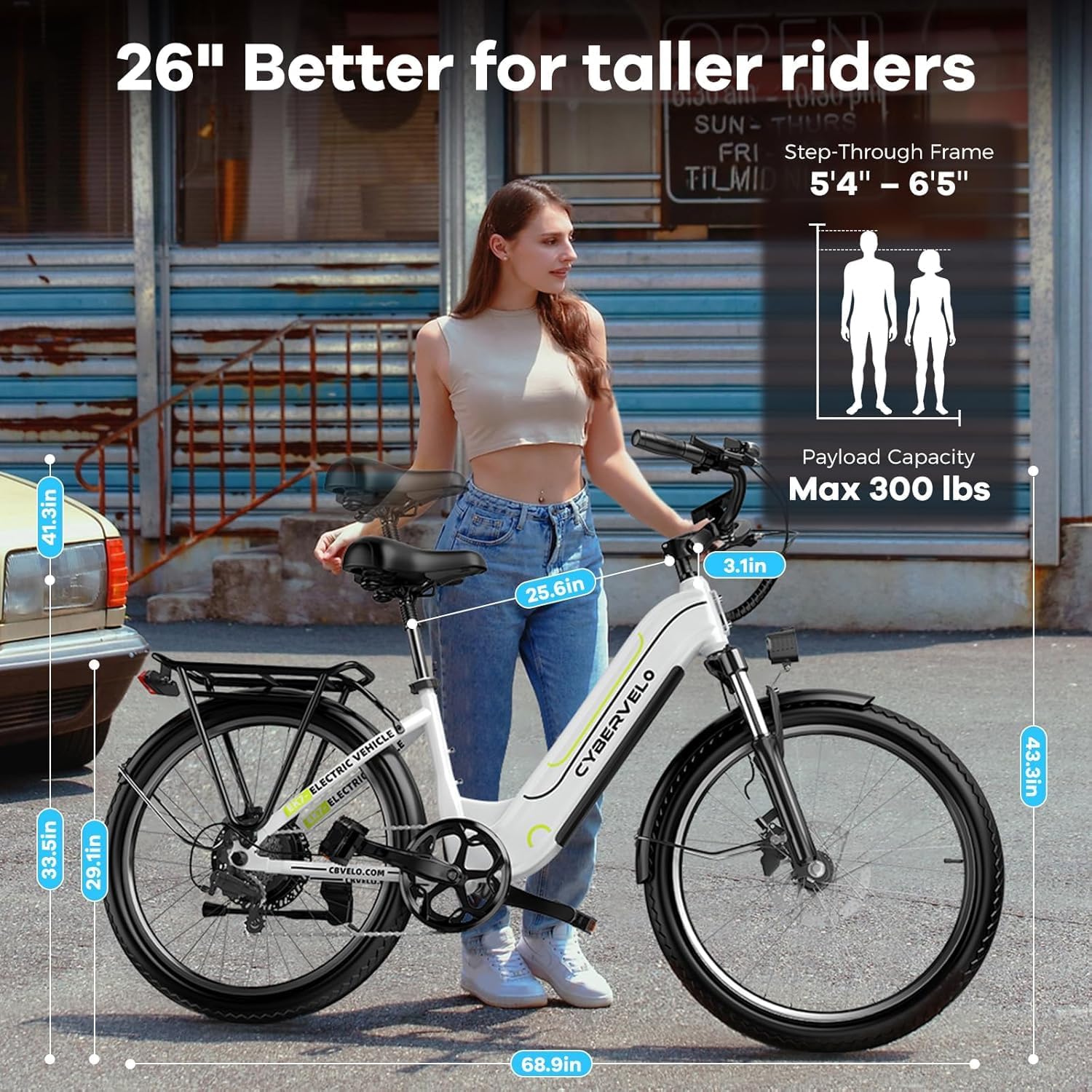 YorkE 26' Electric Bike for Adult,1000W Peak, up 80 Miles Removable Battery Ebike,Adult Electric Bicycles for All Terrain,Men Women E Bike, 7-Speed